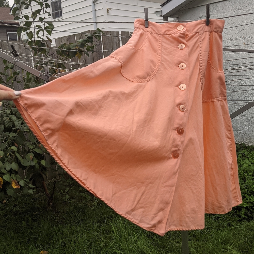 Vintage Peach Full Midi Skirt
